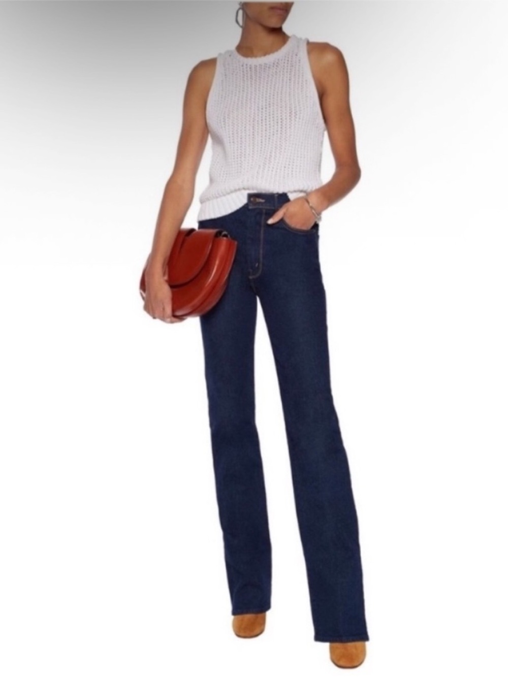 MOTHER The Siren High-rise Dark Wash Flared Jeans in Hot Rod